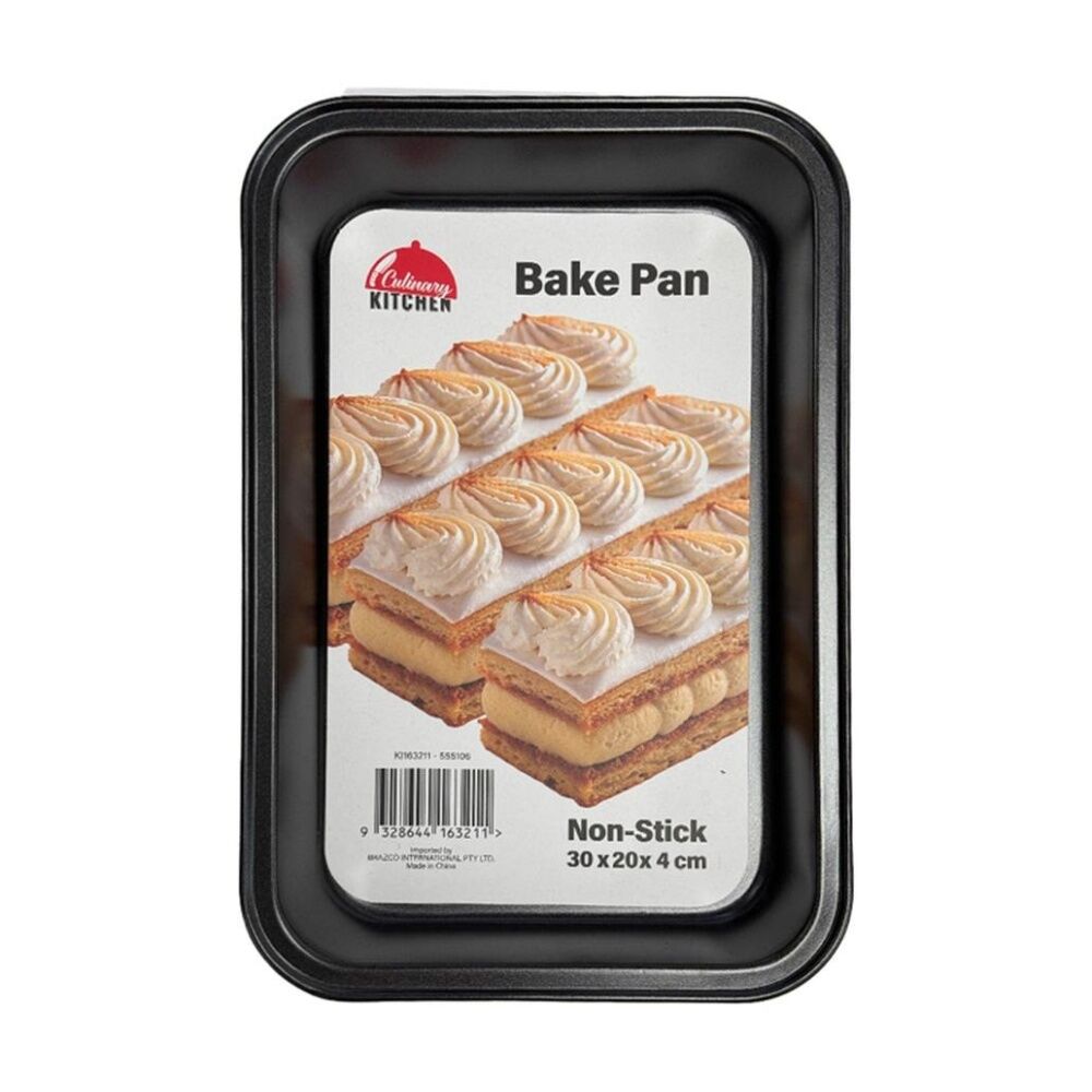 Culinary Kitchen Bake Pan Rect 29x19x4cm - Rectangular Bakeware - Non-Stick Surface - Removable Base - Durable Smooth Finish - Versatile Size And
