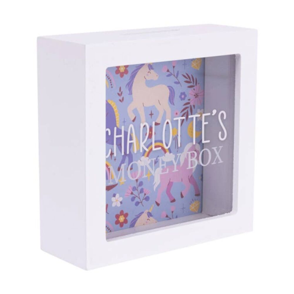 Splosh Kids Money Box Charlotte Personalised Name White Blue 13x5x13cm (2 Pack) — image 2