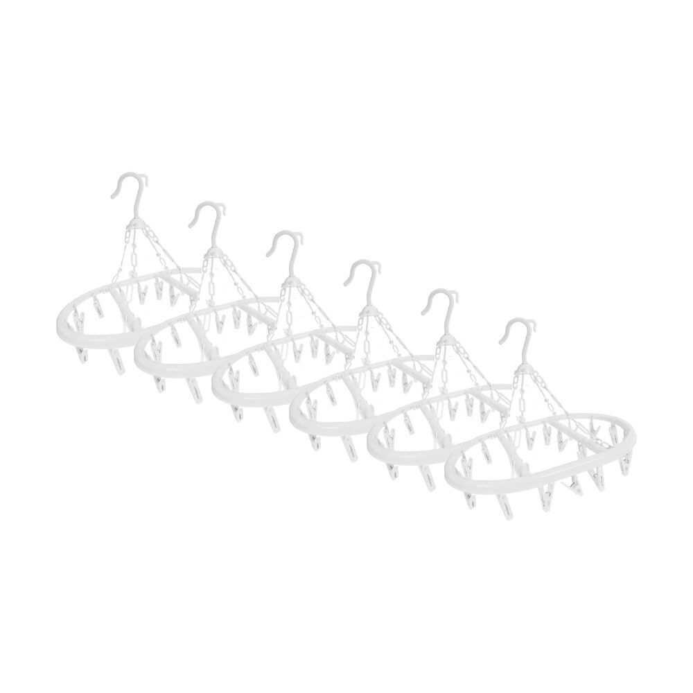 Braz Plastic Oval Airer Clothes Hanger w/ 20 Peg Hooks Assorted (6 Pack)