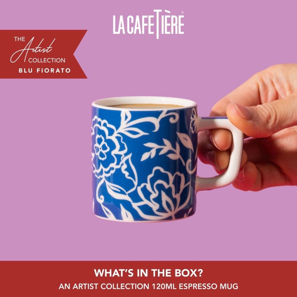 LA Cafeti?re La Cafetiere Blu Fiorato Floral Pattern Ceramic Espresso Cup Mug Blue 120ml (4 Pack) — image 9