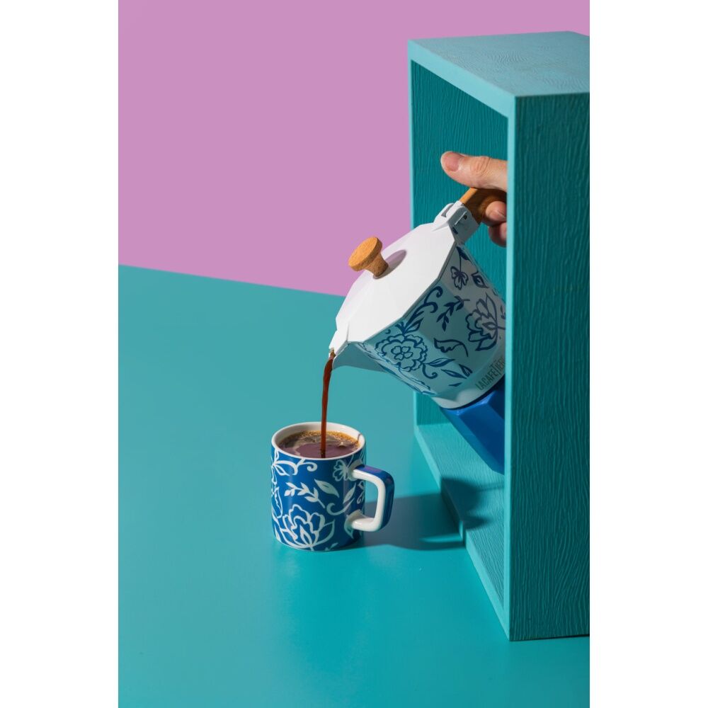 LA Cafeti?re La Cafetiere Blu Fiorato Floral Pattern Ceramic Espresso Cup Mug Blue 120ml (4 Pack) — image 6