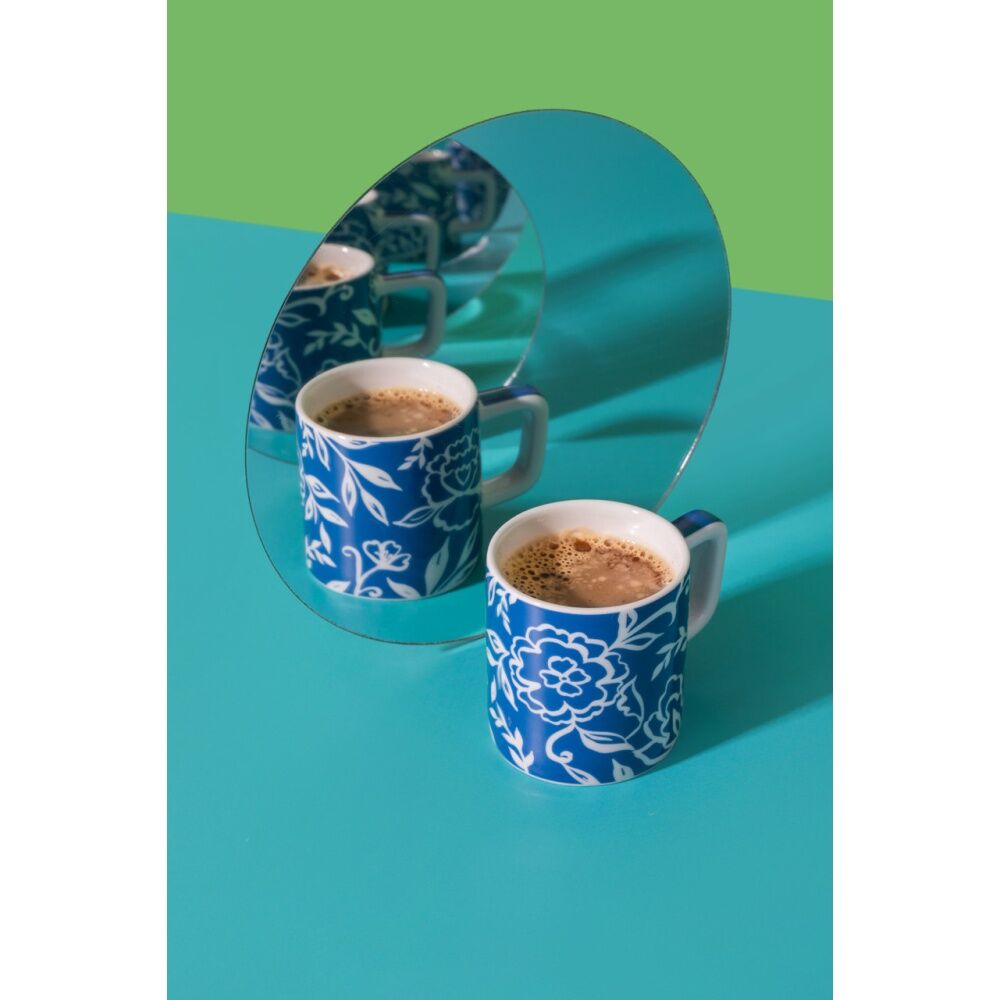 LA Cafeti?re La Cafetiere Blu Fiorato Floral Pattern Ceramic Espresso Cup Mug Blue 120ml (4 Pack) — image 5