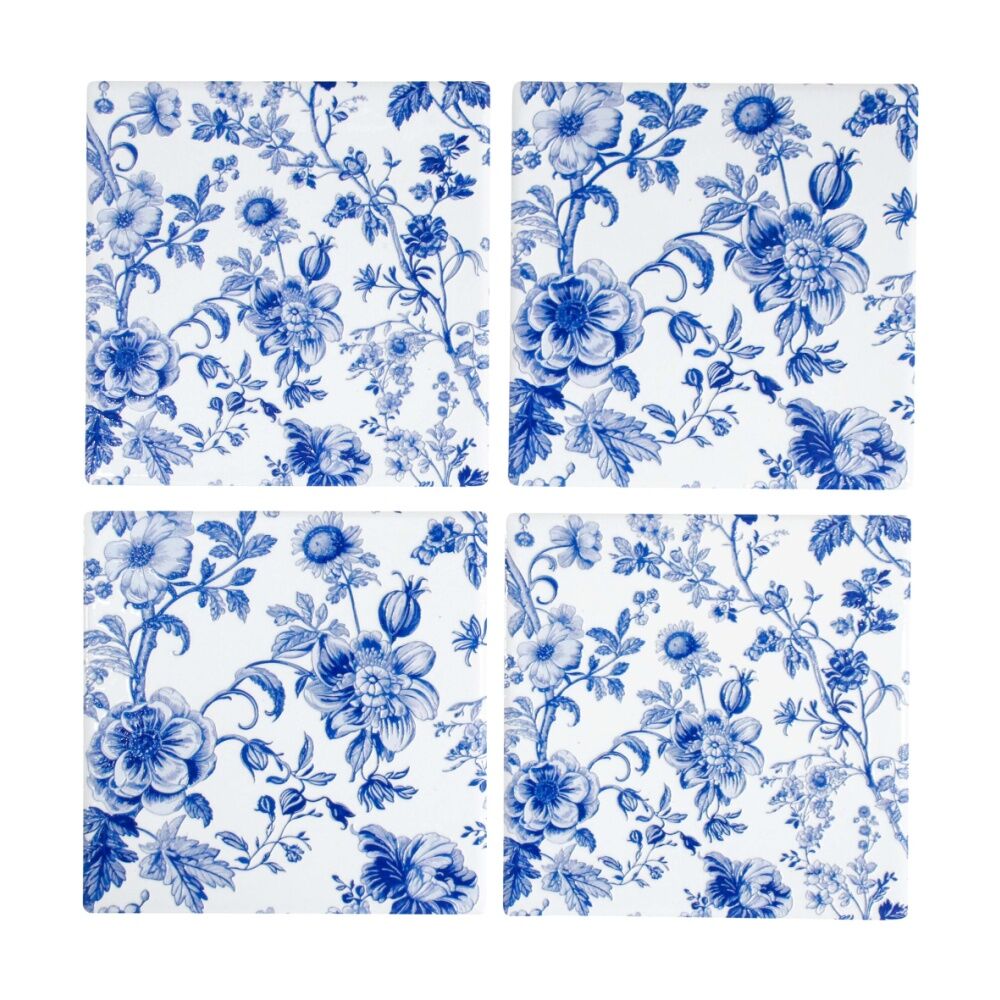 LVD 4pc LVD Decorative Hamptons Ceramic Square Drink Coasters Home Decor 10x10cm (2 Pack) — image 2