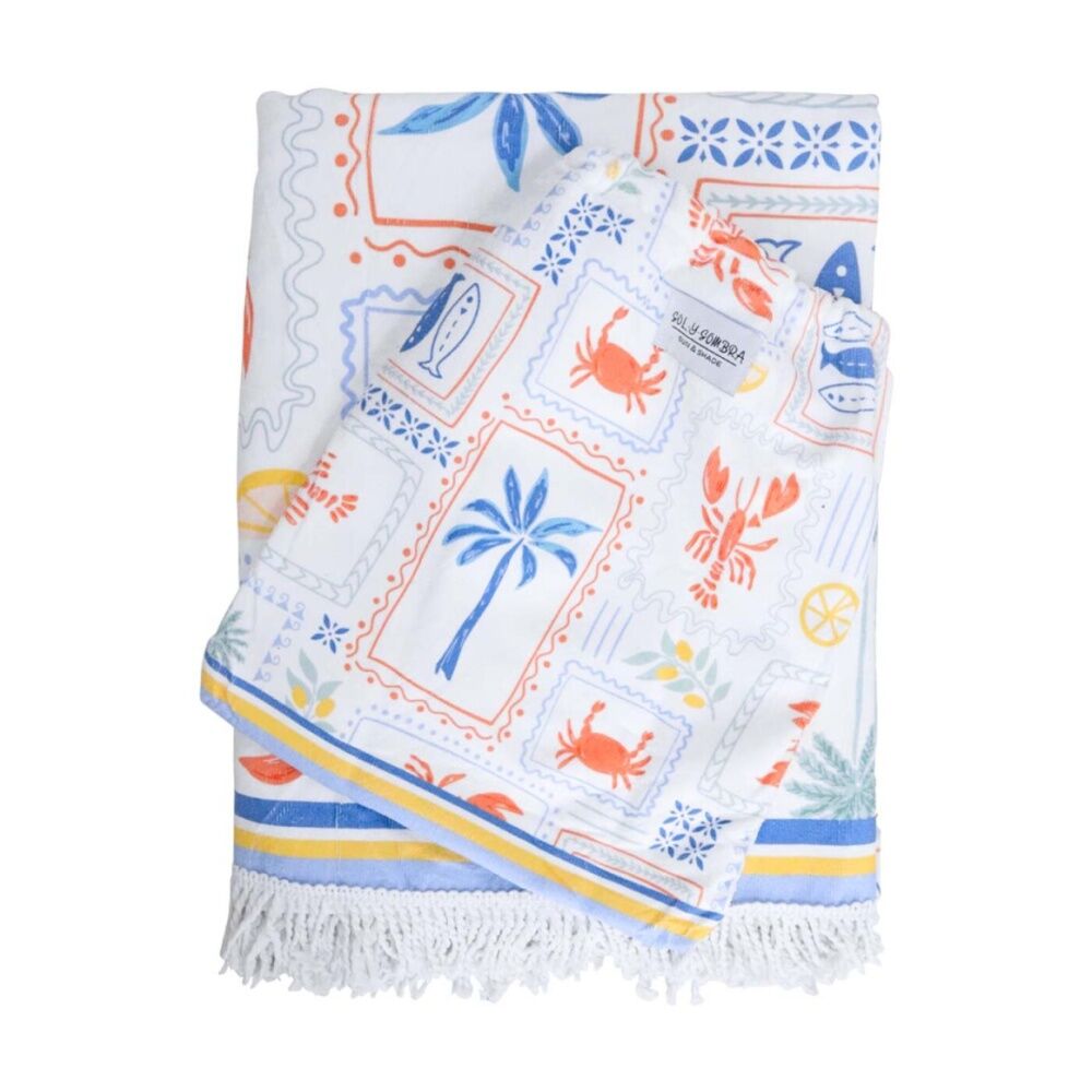 LVD 150x200cm Blue/Red Microfibre Lobster Beach Towel Extra Large — image 2