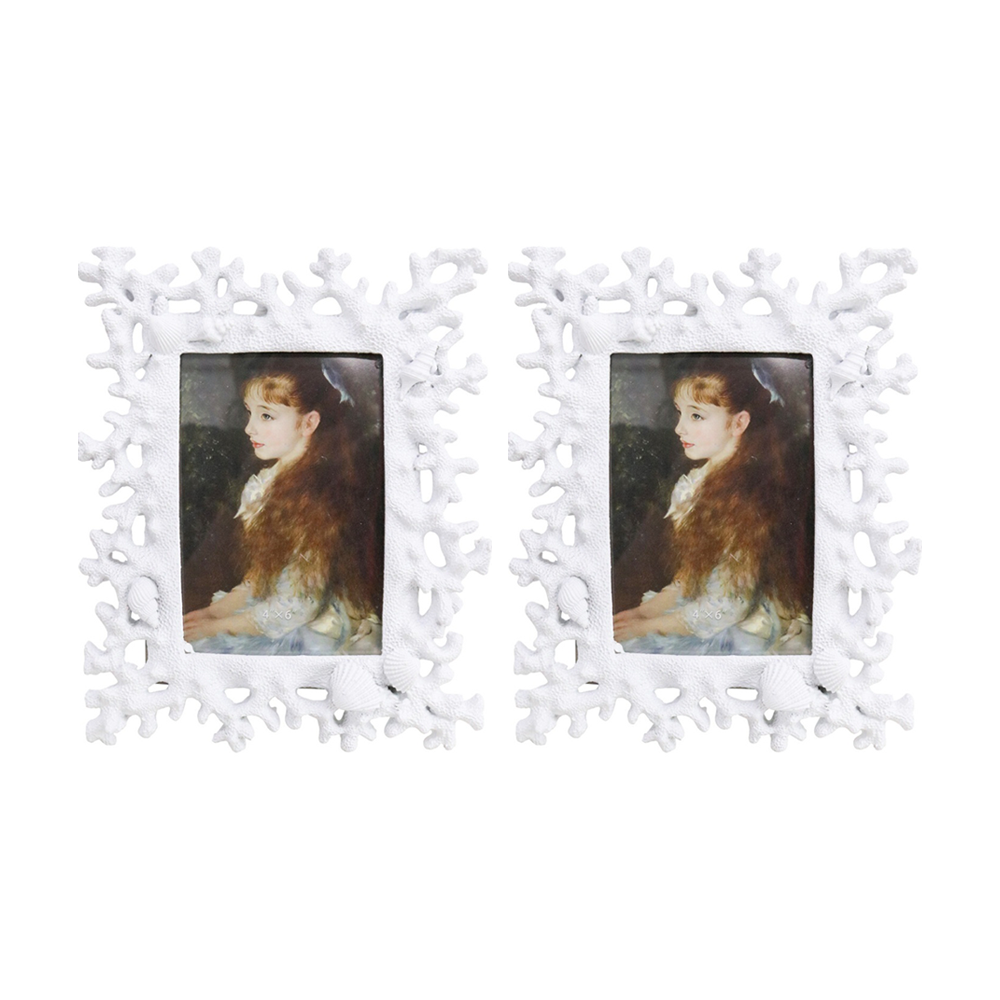 LVD Textured Coastal Coral 4x6 Resin Luxe Photo Frame Home Decor 23x18x2.5cm (2 Pack)