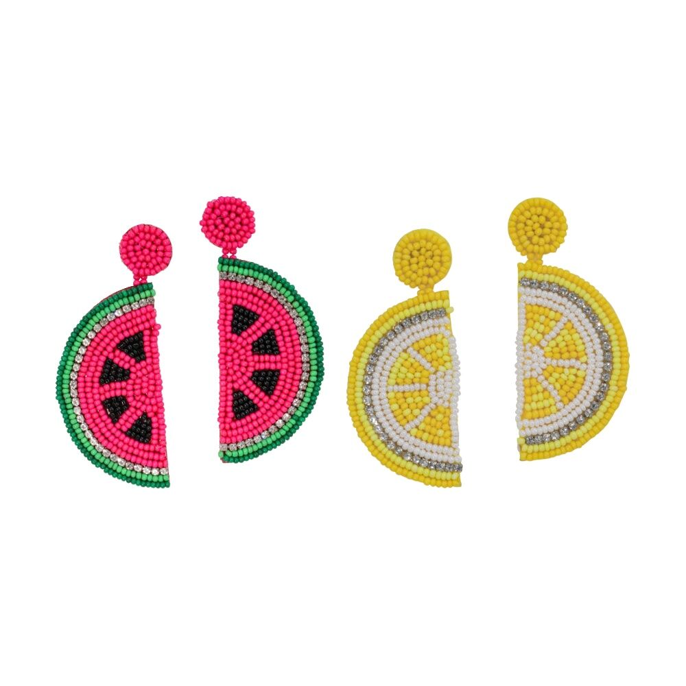 LVD Multicolour Womens Watermelon & Lemon Earrings w/ Stainless Steel Fittings