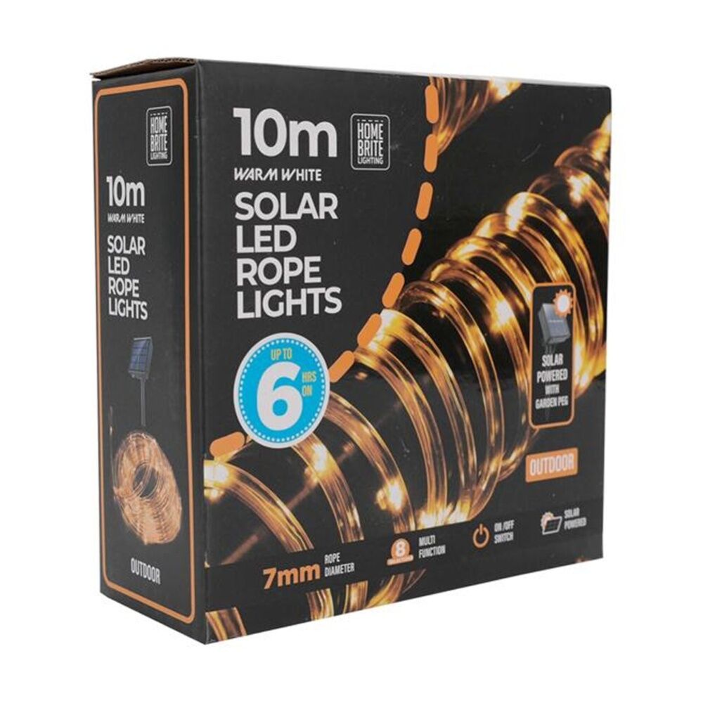 Home Brite Outdoor LED Solar Rope String Lights 10 Metres Warm White (2 Pack) — image 2
