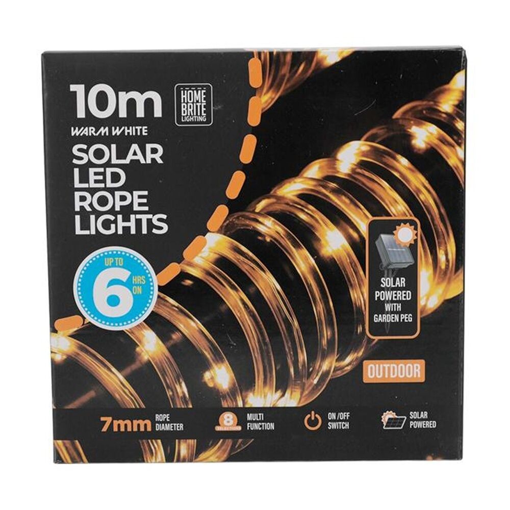 Home Brite 10 Metres Warm White Outdoor LED Solar Rope String Lights — image 2