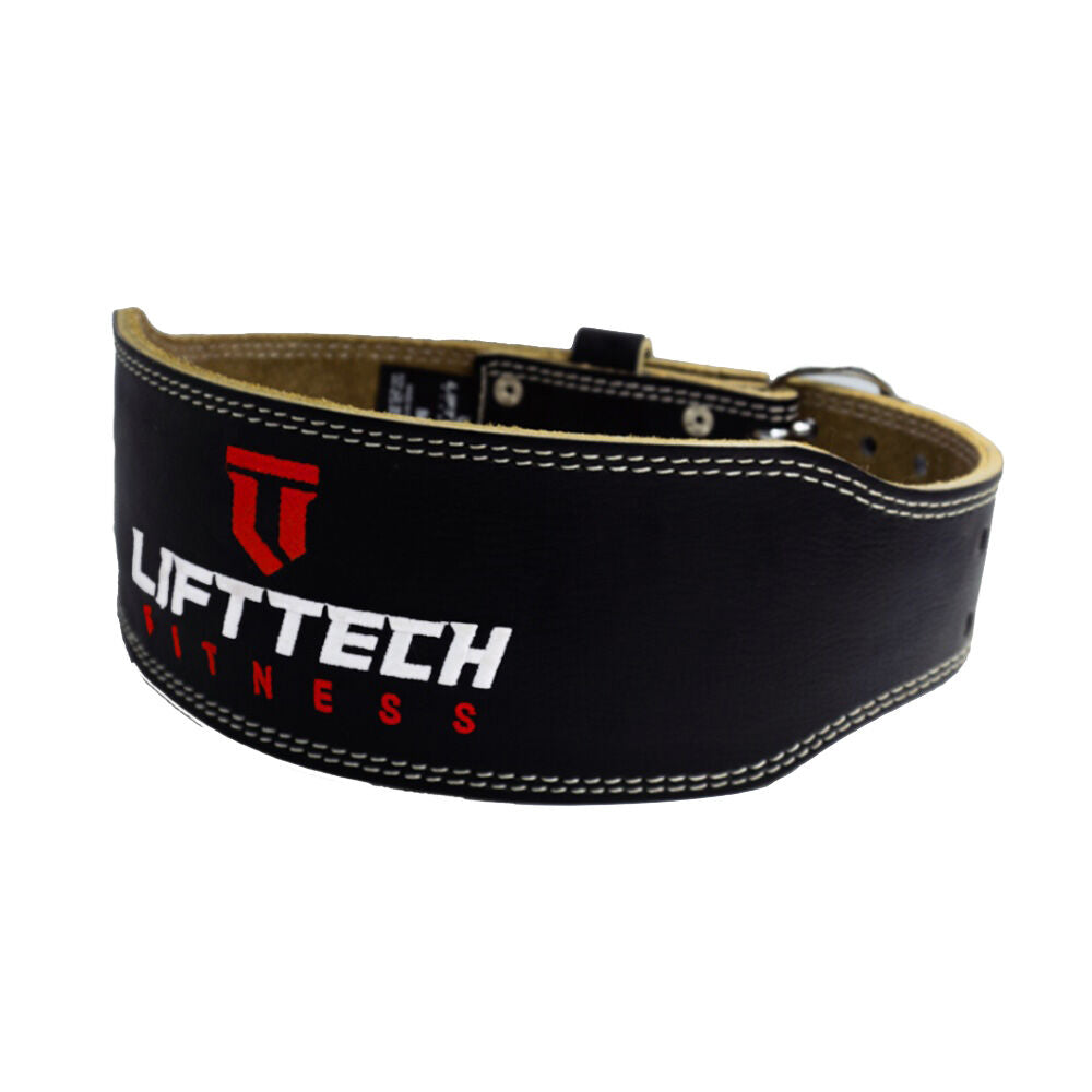 Lift-Tech Fitness Padded Leather Lifting Belt For Medium to Heavy Lifts 4in Large