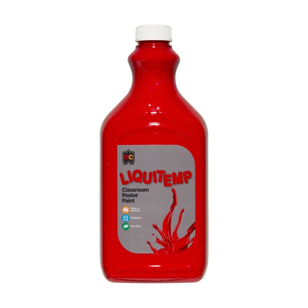 Educational Colours Liquitemp Classroom Poster Paint Brilliant Red 2L