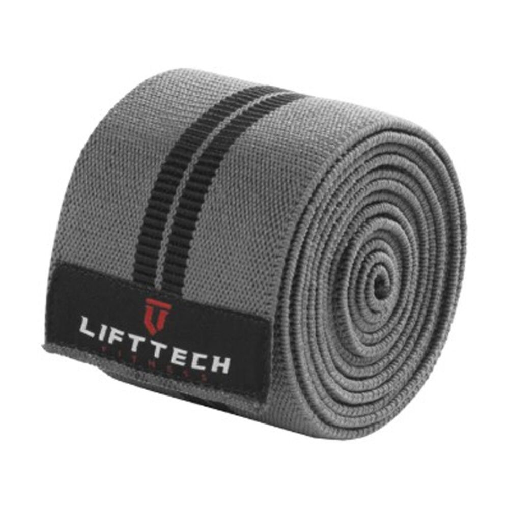Lift-Tech Compression Knee Wrap Tension Support Strap Grey 78in (2 Pieces)