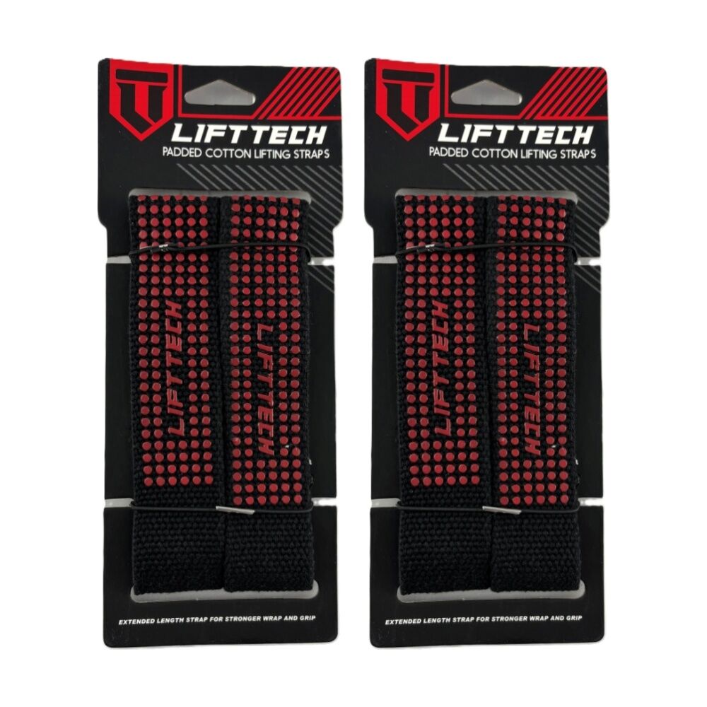 Lift-Tech 2pc Lift-Tech Neo-Tech Padded Cotton Wrist Support Lifting Straps Dot 21.5in (2 Pack)
