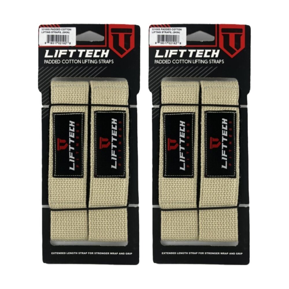 Lift-Tech 2pc Lift-Tech Neo-Tech Padded Cotton Wrist Support Lifting Straps Skin 21.5in (2 Pack)