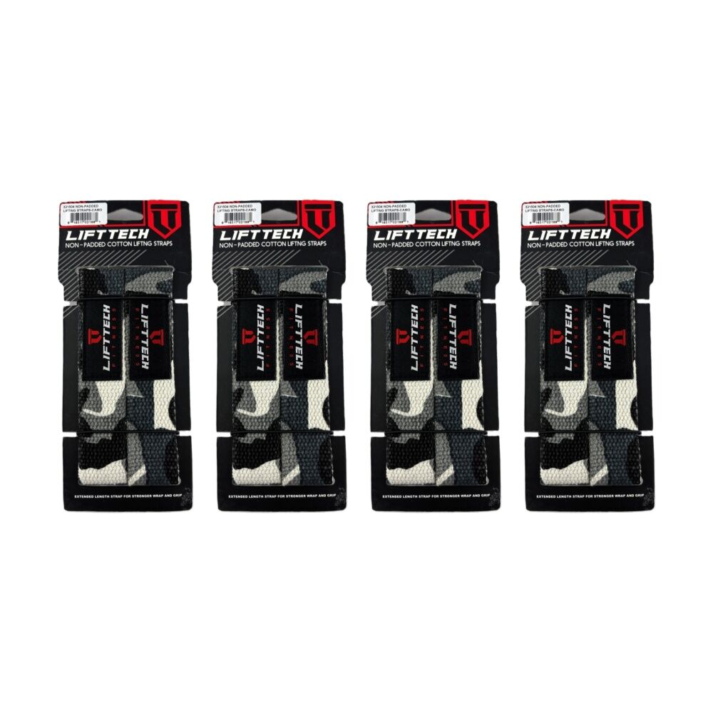 Lift-Tech 2pc Lift-Tech Cotton Heavy Lifting Support Durable Grip Straps Camo 21in (4 Pack)