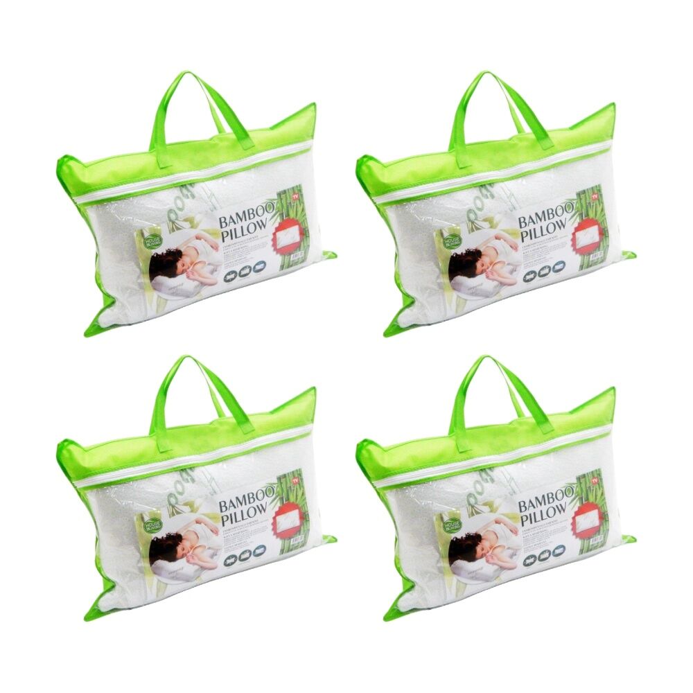 Braz Bamboo Flat Breathable Cooling Comfort Sleeping Pillow 40x60x12cm (4 Pack)