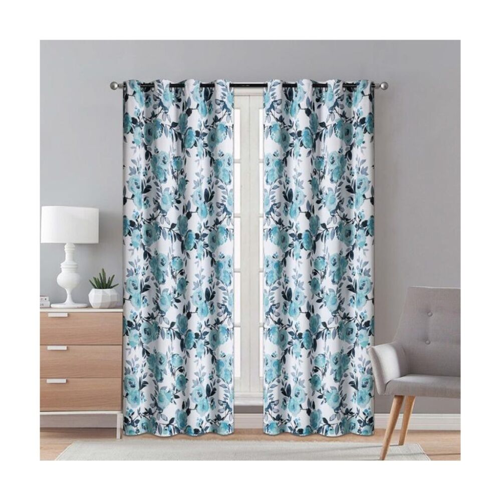 Braz 140x223cm Floral Printed Room Darkening Hanging Curtain Home Decor — image 4