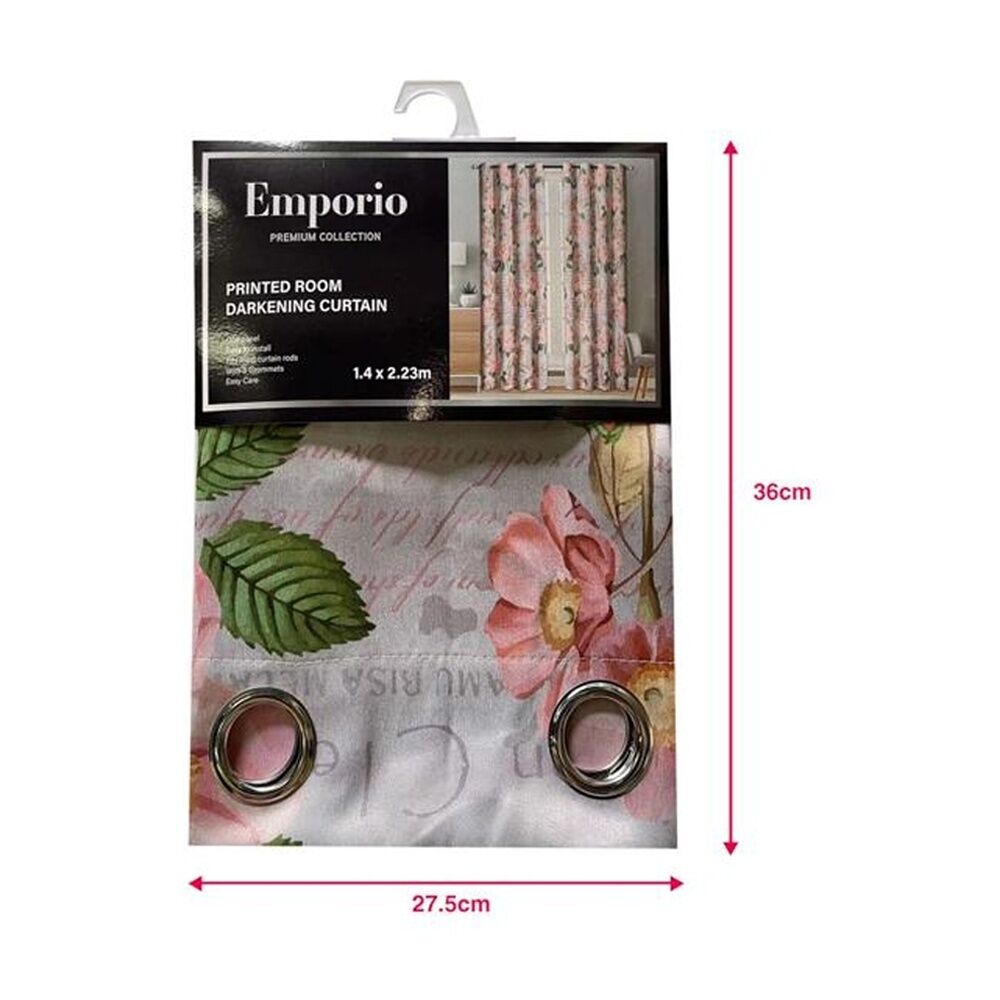 Braz Printed Room Darkening Hanging Curtain Home Decor 140x223cm Pink Floral (2 Pack) — image 3