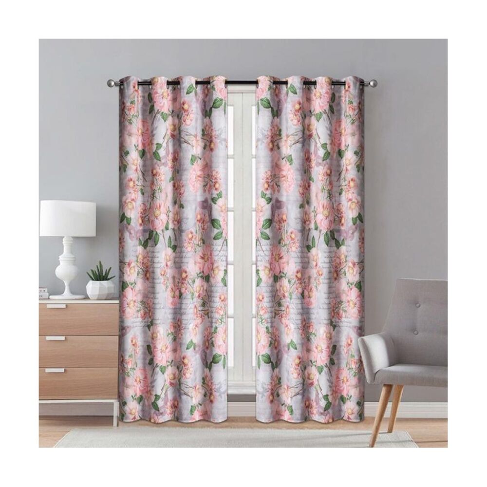 Braz Printed Room Darkening Hanging Curtain Home Decor 140x223cm Pink Floral (2 Pack) — image 5