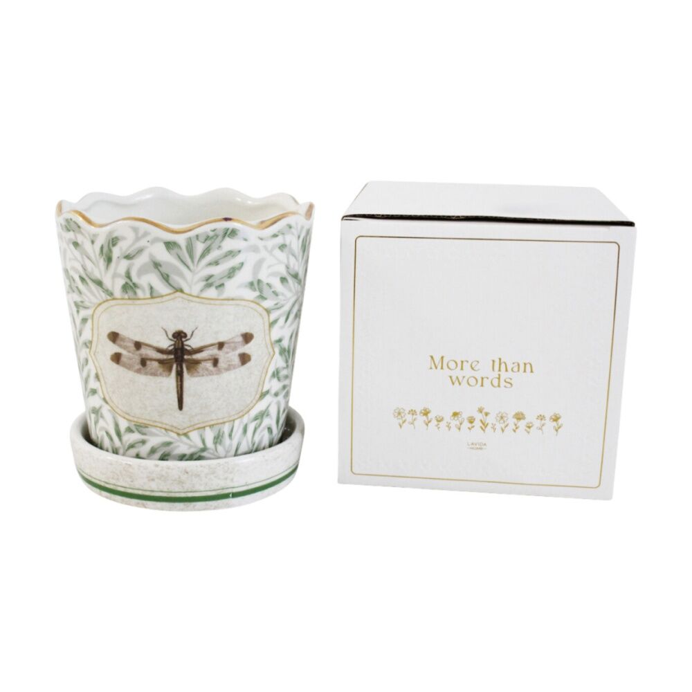 LVD 13x11.5x11.5cm Morris Dragonfly Decorative Ceramic Vase/Planter Home Decor — image 2
