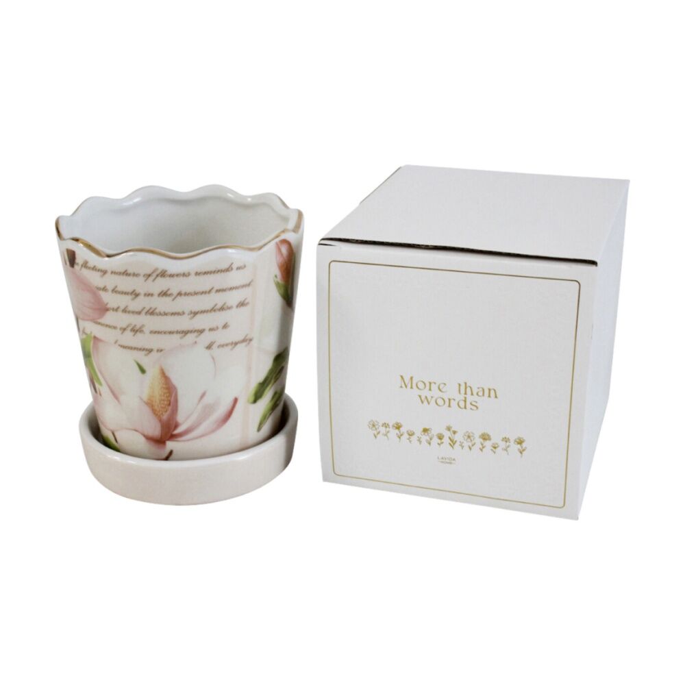 LVD 13x11.5x11.5cm Magnolia Decorative Ceramic Vase/Planter Home Decor — image 2