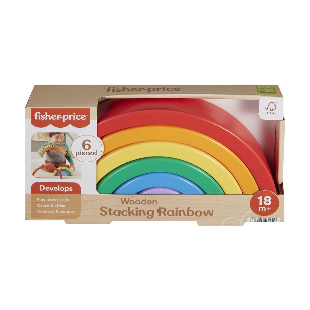 Fisher Price Toddlers/Kids Wooden Stacking Colourful Rainbow Arches Toy 18m+ (6 Pieces)
