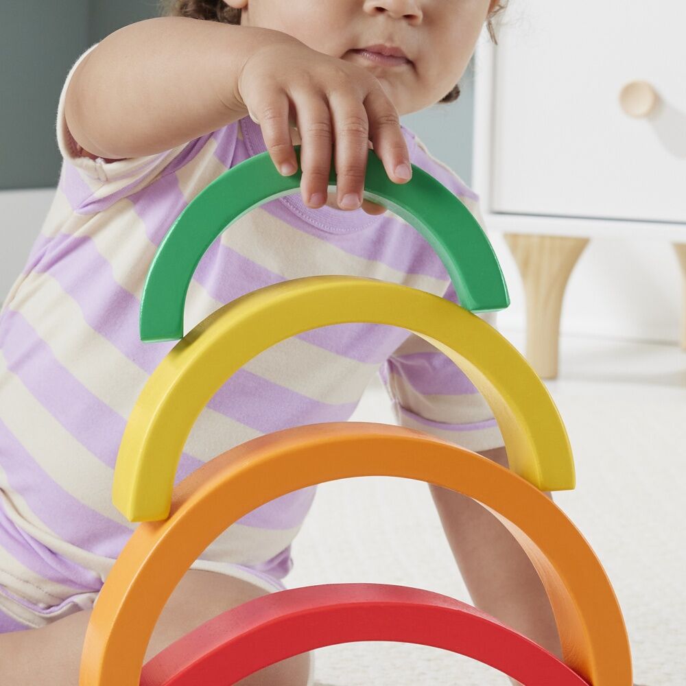 Fisher Price Toddlers/Kids Wooden Stacking Colourful Rainbow Arches Toy 18m+ (6 Pieces) — image 5