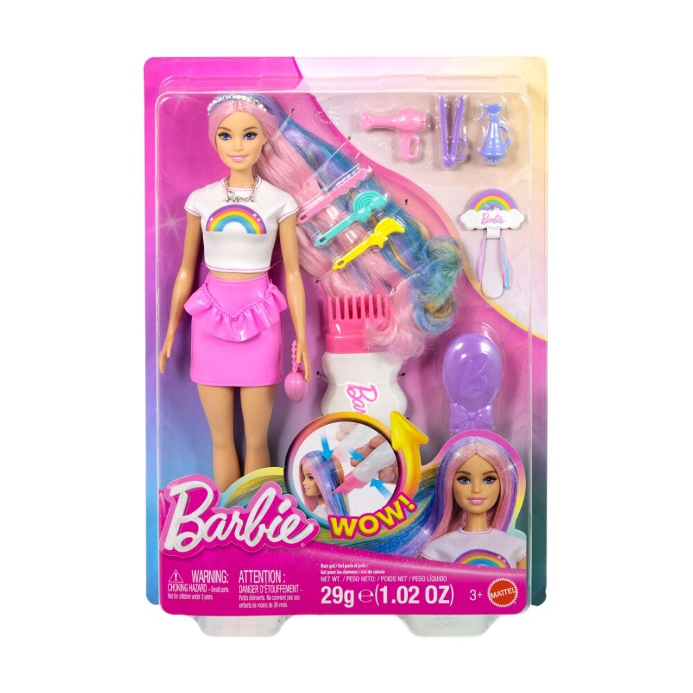 Barbie Rainbow Sparkle Hair Play Doll w/ Styling Accessories 3y+ (13 Pieces)