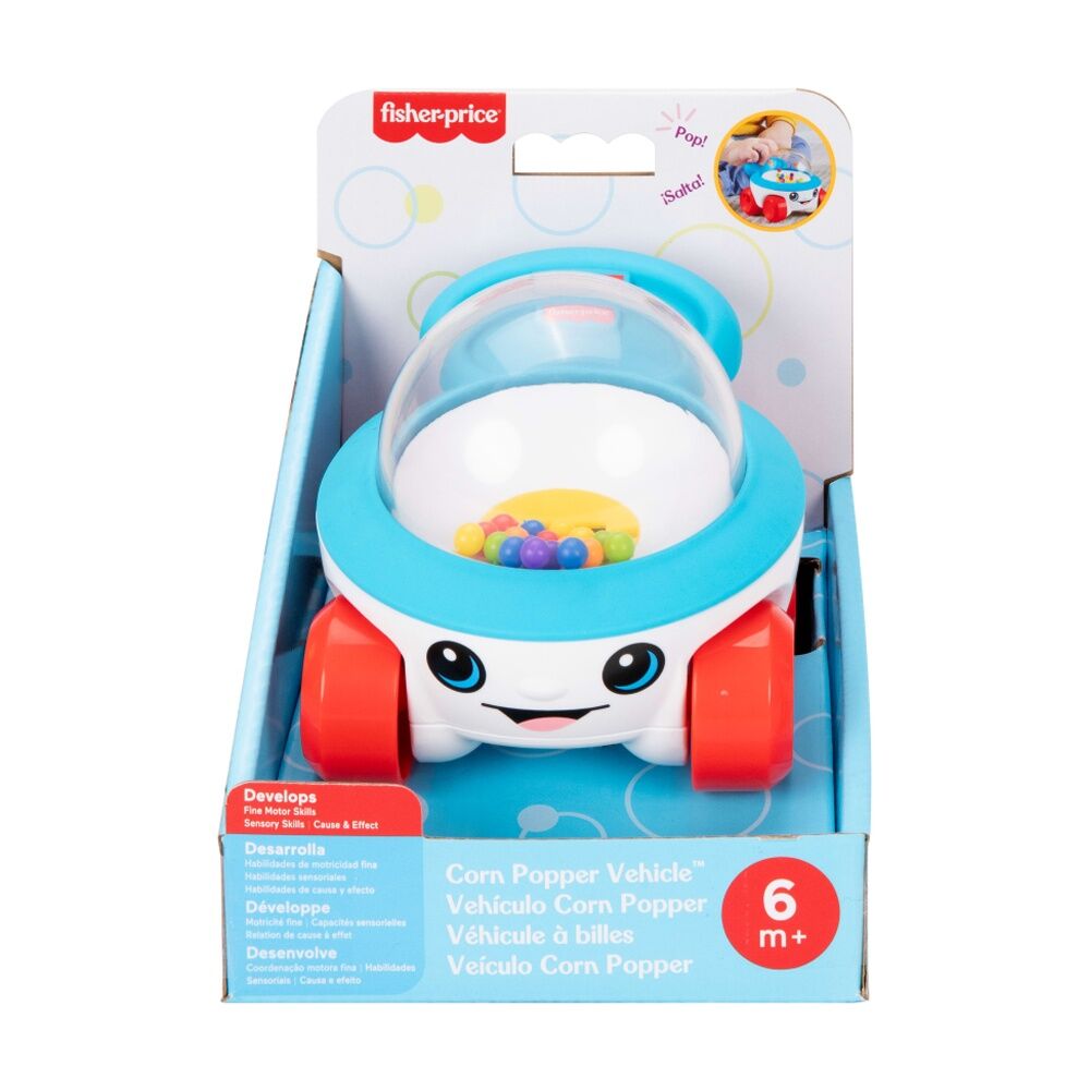 Fisher Price Classic Mini Corn Popper Push Toy with Colorful Balls and Rolling Wheels Ages 6 Months Plus 6m+ — image 2