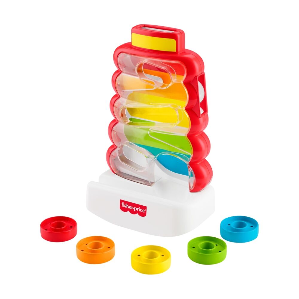 Fisher Price Drop Thru Rock-A-Stack Wobbly Baby Activity Toy w/ 5 Rings 9m+ (6 Pieces) — image 2