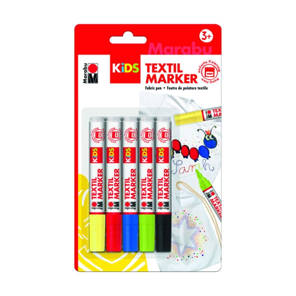 Marabu Kids Art & Craft Textil Fabric Markers/Pens 3y+ Multicolour (5 Pieces)