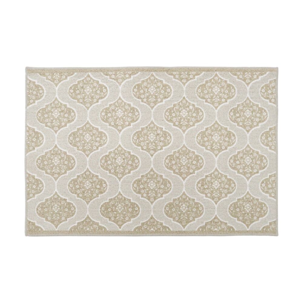 LVD 90x60cm Urdu Non-Slip Beige Pattern Indoor Woven Rug/Floor & Door Mat