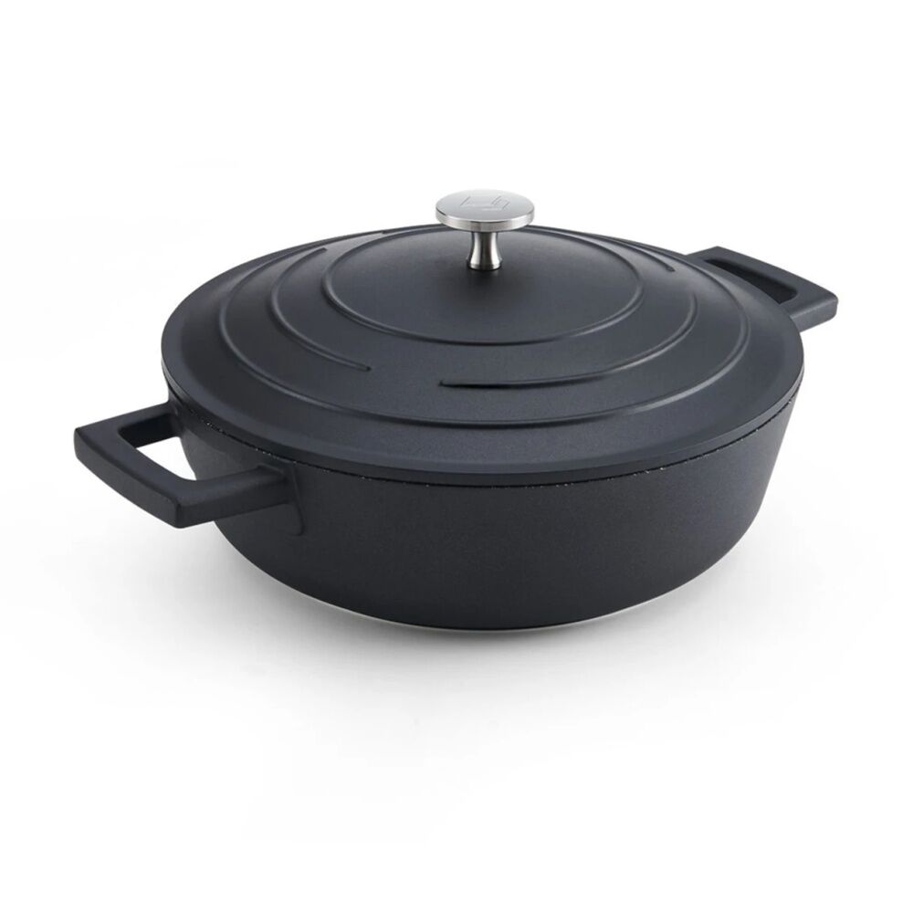 Mastercraft Cast Aluminium Shallow Casserole Dish Cooking Pot 2.5L Black 24cm MasterCraft