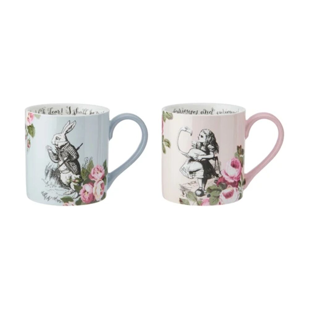 Mikasa Alice In Wonderland His And Hers Bone China Mugs Set 380ml (2 Pieces)