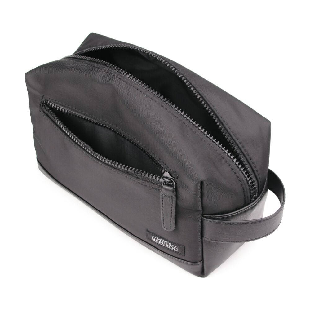 Men's Republic Nylon Toiletry Bag Compact Durable Travel Pouch Black 25x10x14cm (2 Pack) — image 2
