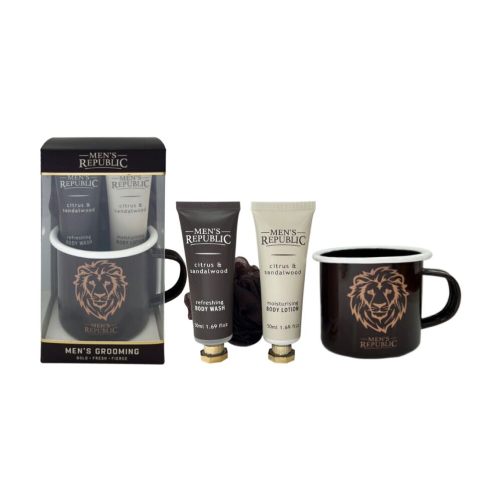 Men's Republic Grooming Set With Mug Body Wash Lotion Shower Loofah (4 Pieces) — image 2