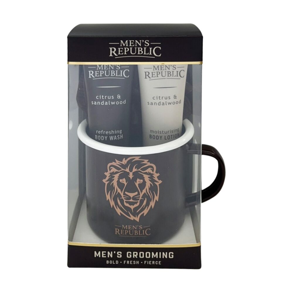 Men's Republic 4pc Men's Republic Grooming Set With Mug Body Wash Lotion Shower Loofah (2 Pack) — image 2