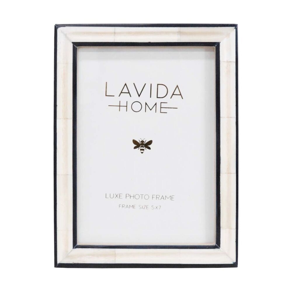LVD 5x7 In Marina Bone/Resin Picture Frame Ivory/Black 20.32x15.24x1.91cm (2 Pack) — image 2