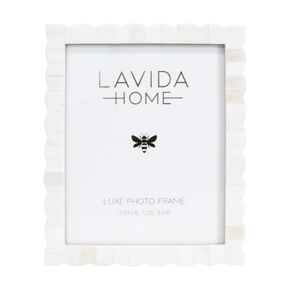 LVD 27.94x22.86x1.27cm 8x10 Inch Scallop Bone Picture/Photo Frame Iridescent
