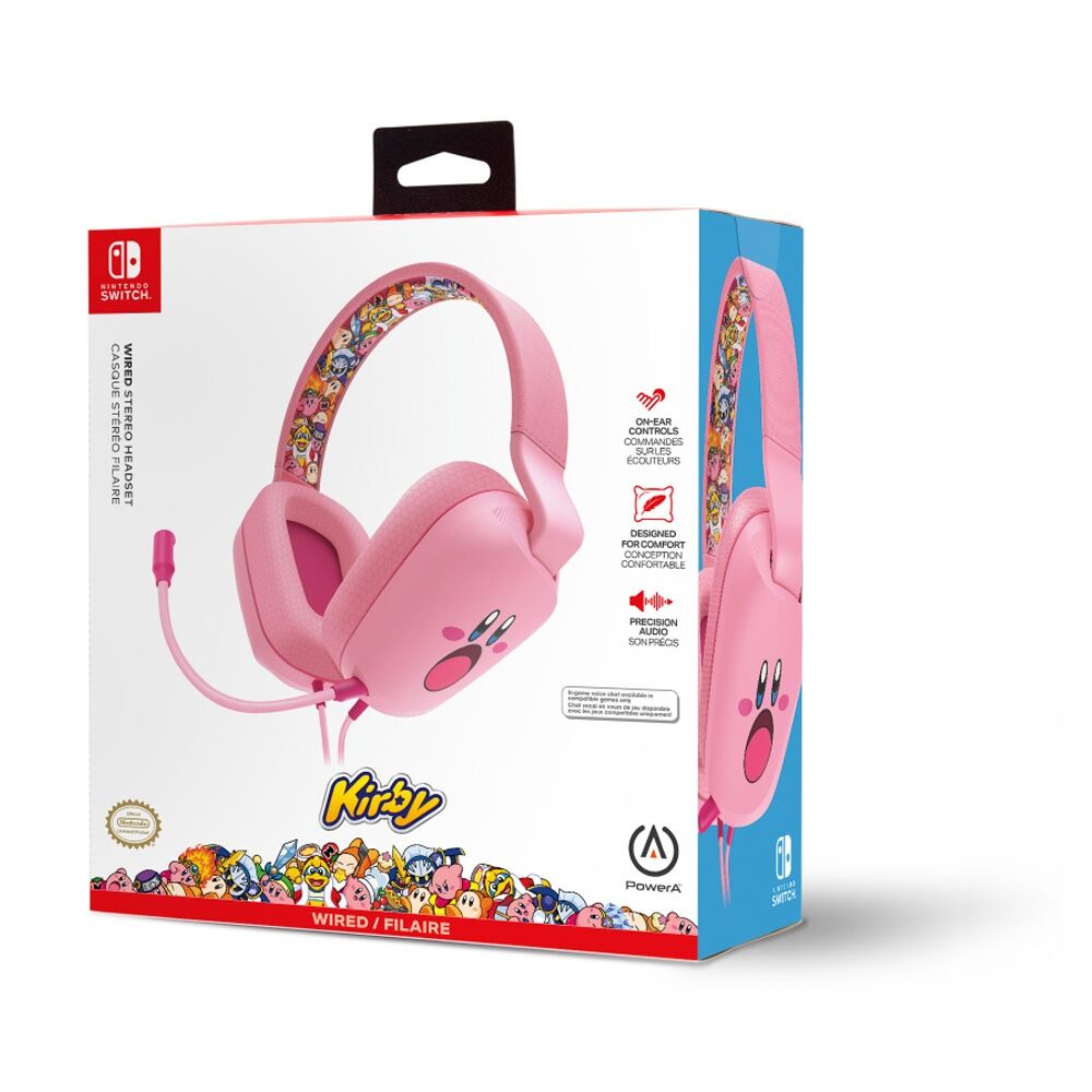 Powera 3.5mm Jack Nintendo Switch Wired Headset Kirby Mouth Adjustable Mic