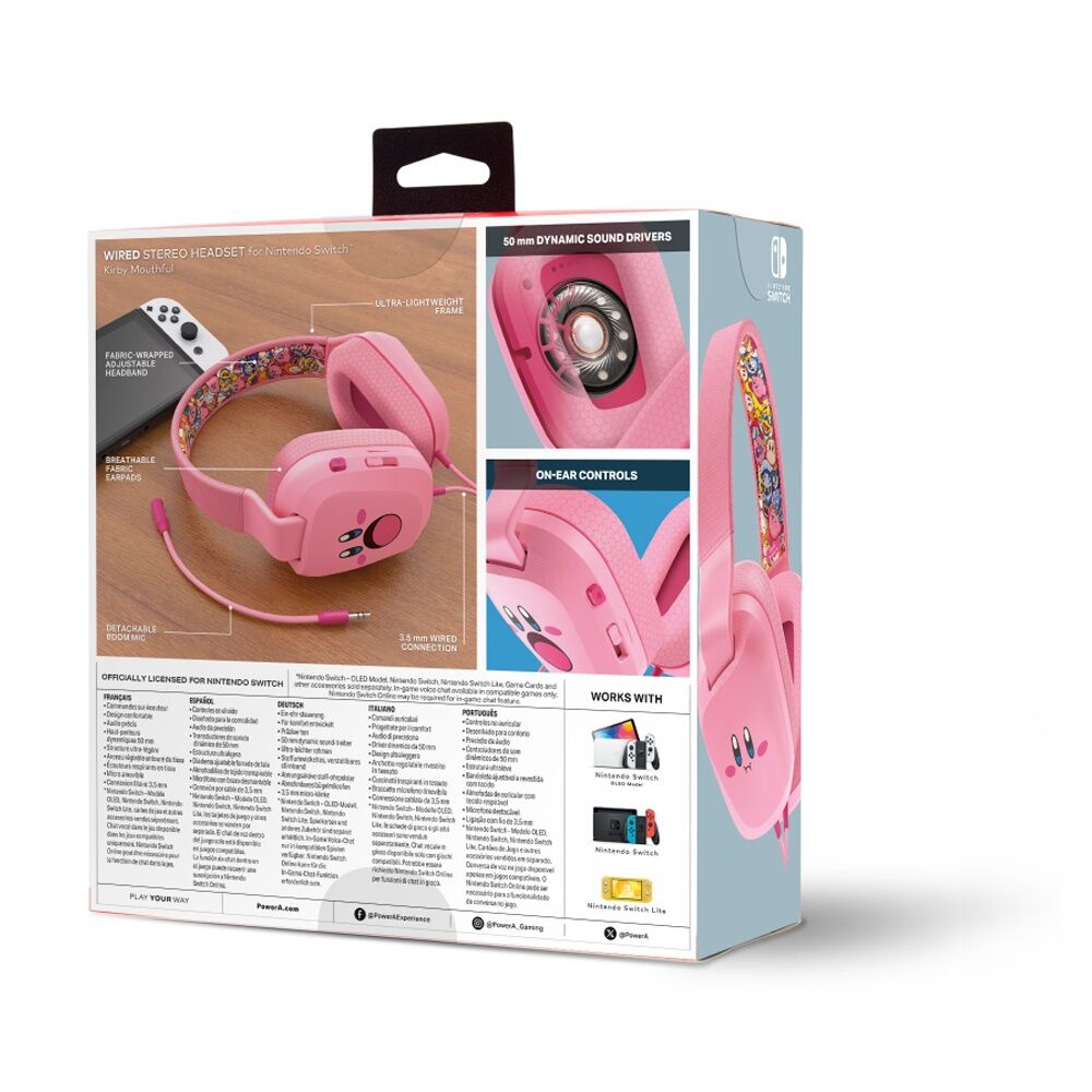 Powera 3.5mm Jack Nintendo Switch Wired Headset Kirby Mouth Adjustable Mic — image 3