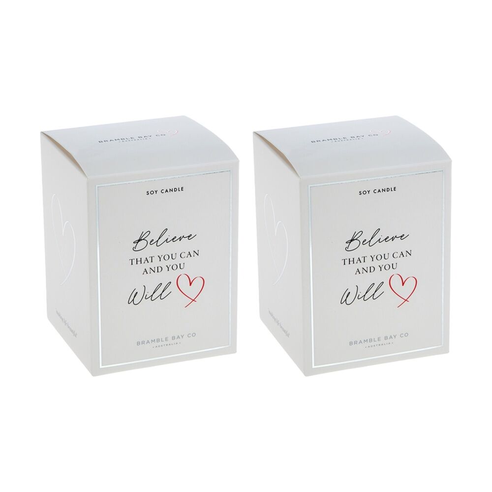 Bramble Bay Believe You Can Glass Wild Frangipani Occasion Soy Candle 300g (2 Pack)