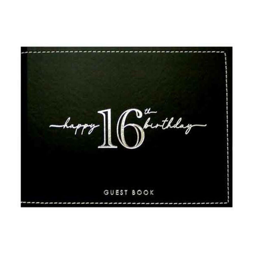 LDM LMD Guest Book Happy 16th Birthday Plain Pages 27x19cm