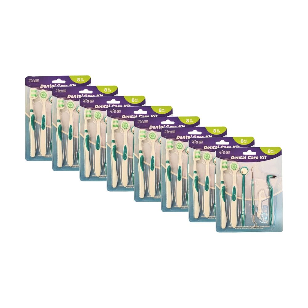 Braz 8pc Braz Dental Care Kit w/ Toothbrushes Mirror & Pick Oral Hygiene (8 Pack)