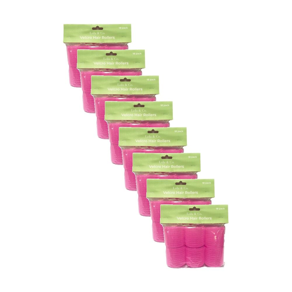 Lola & CO 18pc Lola & Co Hook & Loop Easy Attachment Hair Rollers Curlers Set Pink (8 Pack)