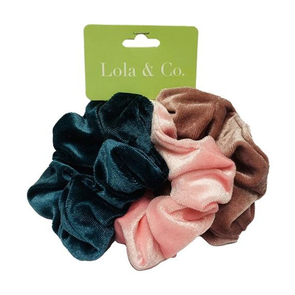 Lola & CO Velvet Scrunchies Set Women's Hair Accessories Assorted (3 Pieces) — image 2