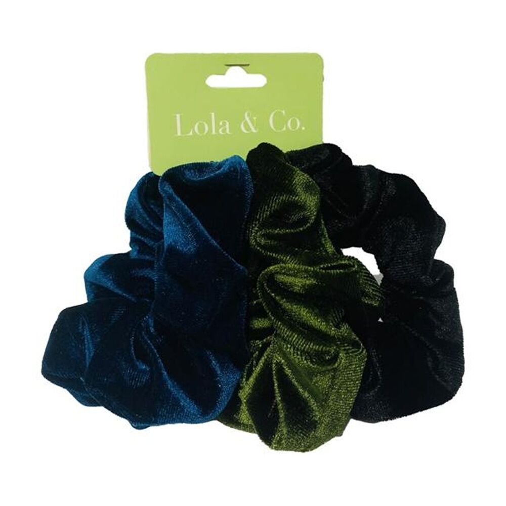 Lola & CO Velvet Scrunchies Set Women's Hair Accessories Assorted (3 Pieces)