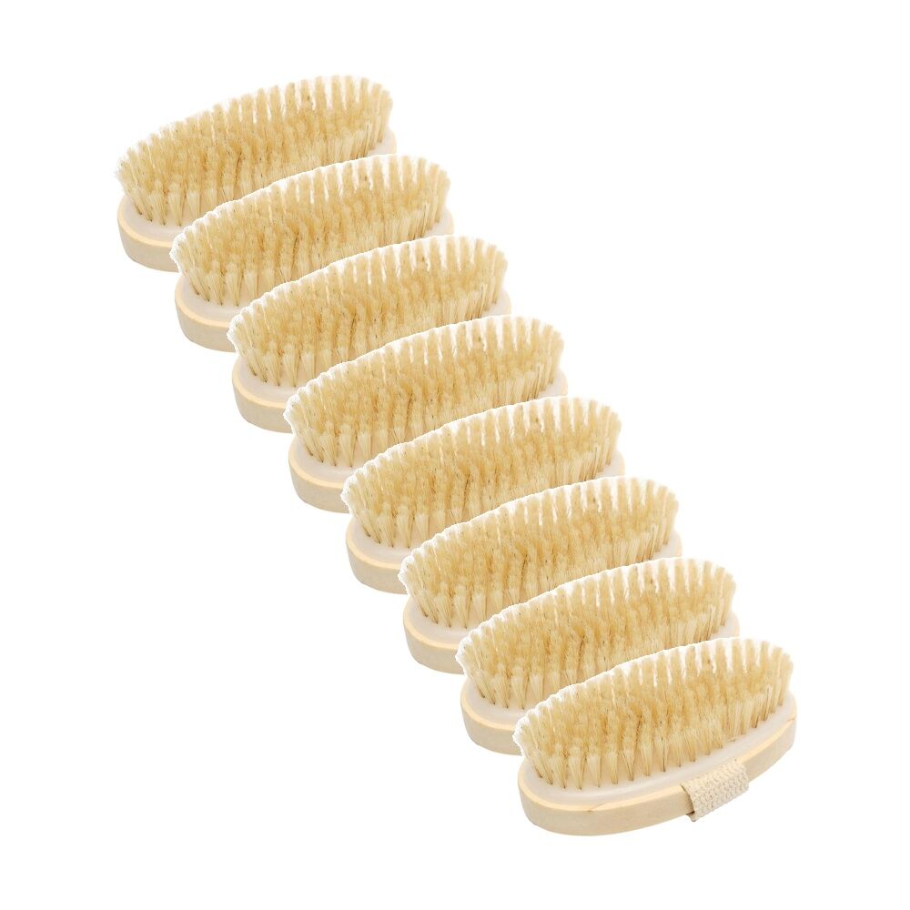 Lola & CO Exfoliating Body Care Bath Brush w/ Wooden Base Strap Natural (8 Pack)