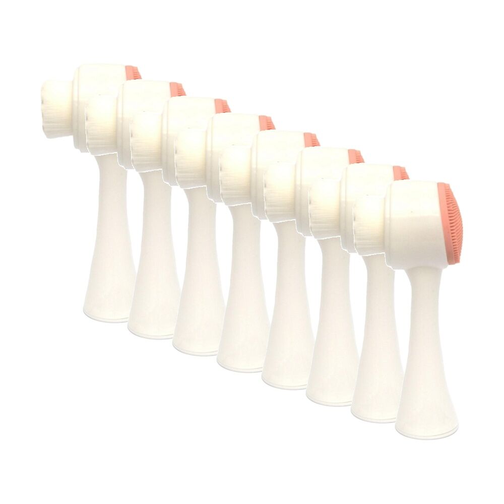 Lola & CO Facial Cleansing Brush w/ Ergonomic Handle White/Pink (8 Pack)
