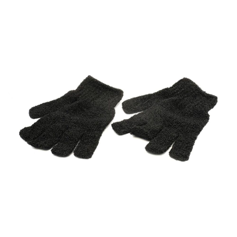 Lola & CO Textured Bath Body Exfoliating Gloves Set Black (2 Pieces) — image 2