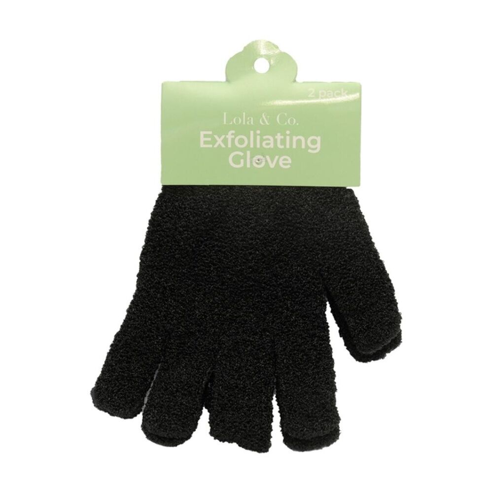 Lola & CO 2pc Lola & Co Textured Bath Body Exfoliating Gloves Set Black (6 Pack) — image 2